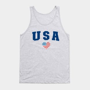 USA Star United States of America with the flag in heart love shaped Tank Top